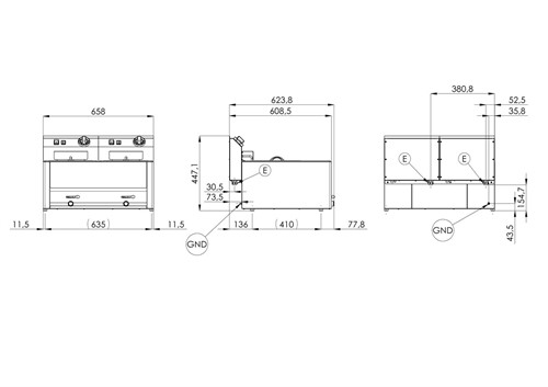 Mått FE-60-ELT Fritös